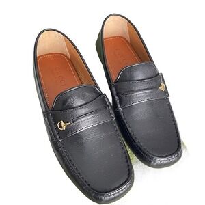 Gucci Mens Black Leather Quentin Moccasin, 752621, Gucci Size UK 7